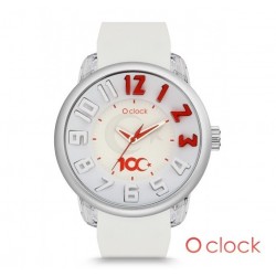 O clock 100. Yıl Logolu Unisex Beyaz Kordon  Kol Saati