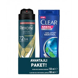 Rexona Men Champions Deodorant 150 ml + Clear Cool Sport Menthol Şampuan 180