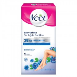 Veet Easy Gelwax Hassas Ciltere Özel Bacak ve Vücut Bölgesi Sir Ağda Bandı 12 Adet