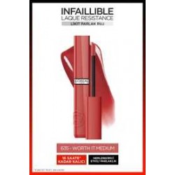 Loreal Paris Infaillible Laque Resistance Likit Parlak Ruj - 635 Worth It Medium