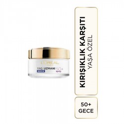 Loreal Paris Yaş Uzmanı 50+ Kırışıklık Karşıtı Yenileyici Gece Kremi 50 ml