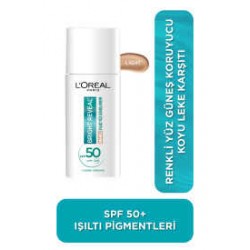 Loreal Paris Bright Reveal Spf 50+ Koyu Leke Karşıtı Renkli Fluid Günlük Yüz Güneş Kremi 50ml - Light